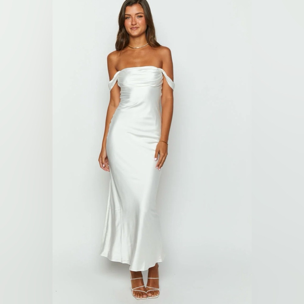 White Off Shoulder Formal Dress